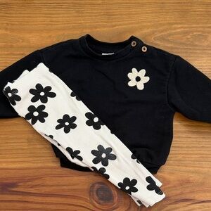 Black and White Floral Infant Sweater Set